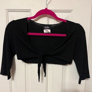 by and by black cropped front tie dance sweater size 14